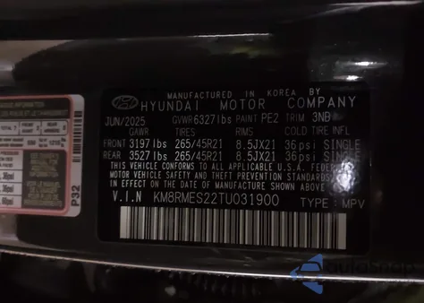 2026 Hyundai Palisade Calligraphy from USA, damaged, VIN KM8RMES22TU031900